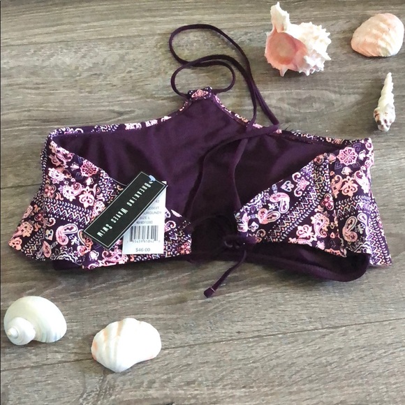 Breaking Waves High Neck Halter Flounce Bikini Top - Picture 2 of 3